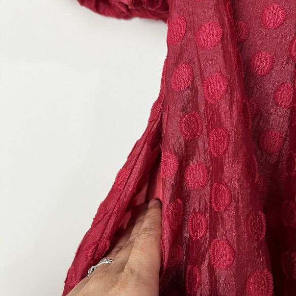 Rachel Parcell Anthropologie Flared Organza Dress Pink Polka Dot Women’s 4 - Picture 6 of 14